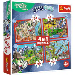 Trefl - Kids Treflik Familiy - The Trefliks' Travels 4in1 (35/48/54/70 Piece) Puzzle - Multicolor