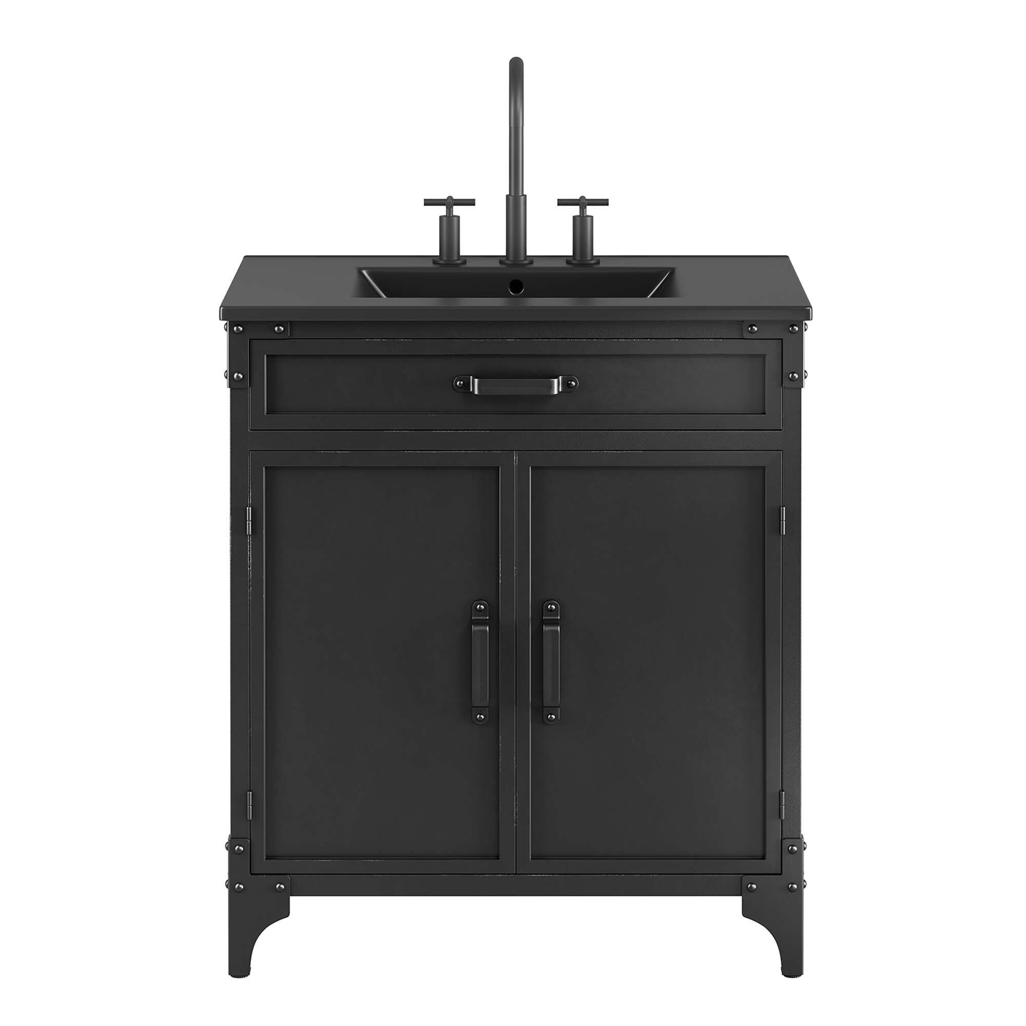 Alt View 4. Modway - Steamforge Bathroom Vanity Basin Included by Modway - Black Black.