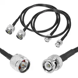 Unique Bargains - 2pcs RG58 N-to-BNC, 50 Ohm LL BNC M/N M Coax Jumper for Spectrum Analyzer, Antenna, Ham Radio, Oscilloscope & RF - Black