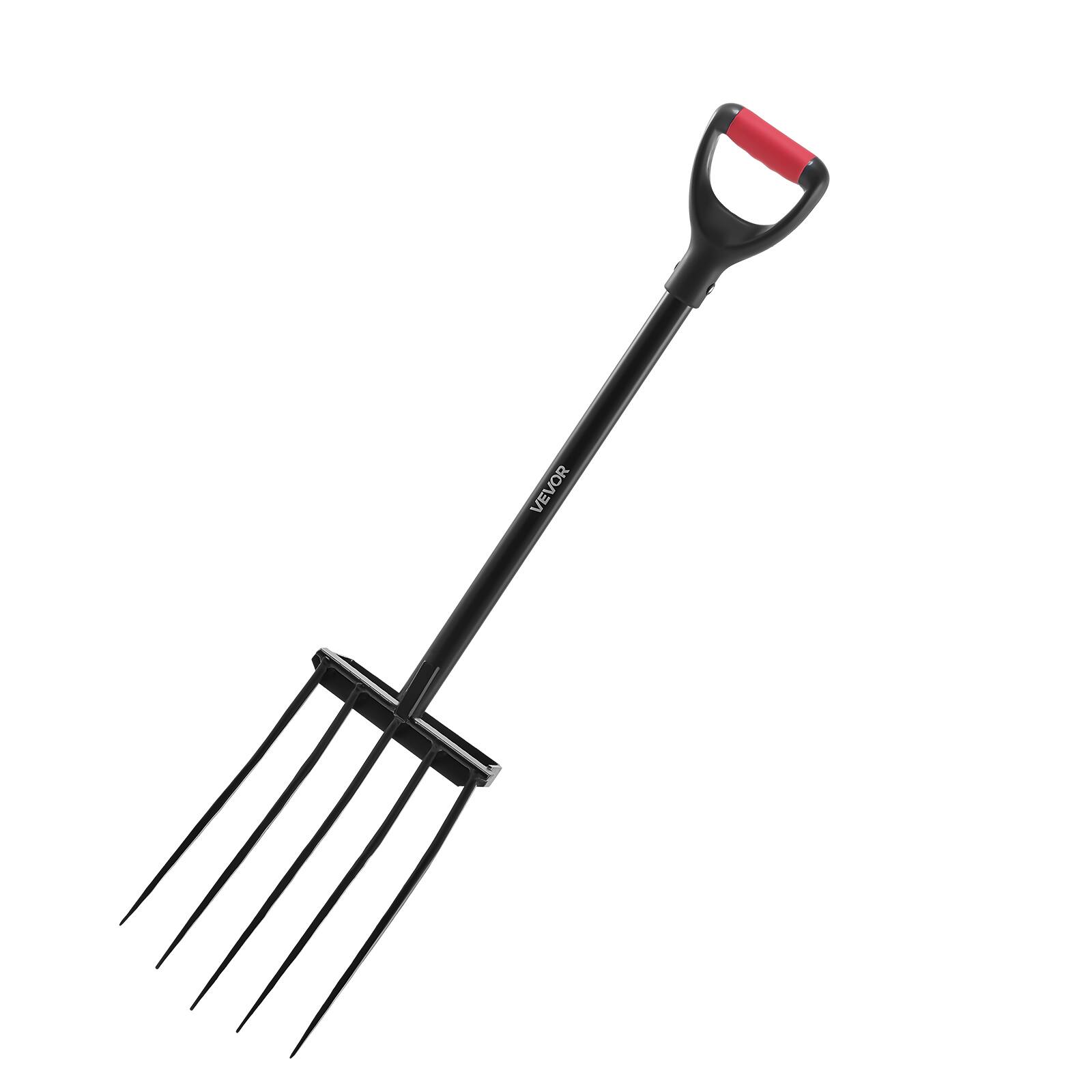 Alt View 5. VEVOR - Garden Fork, 5-Tine Gardening Pitchfork with Metal Handle, 41 in Heavy Duty Digging Fork with Y Grip - red.