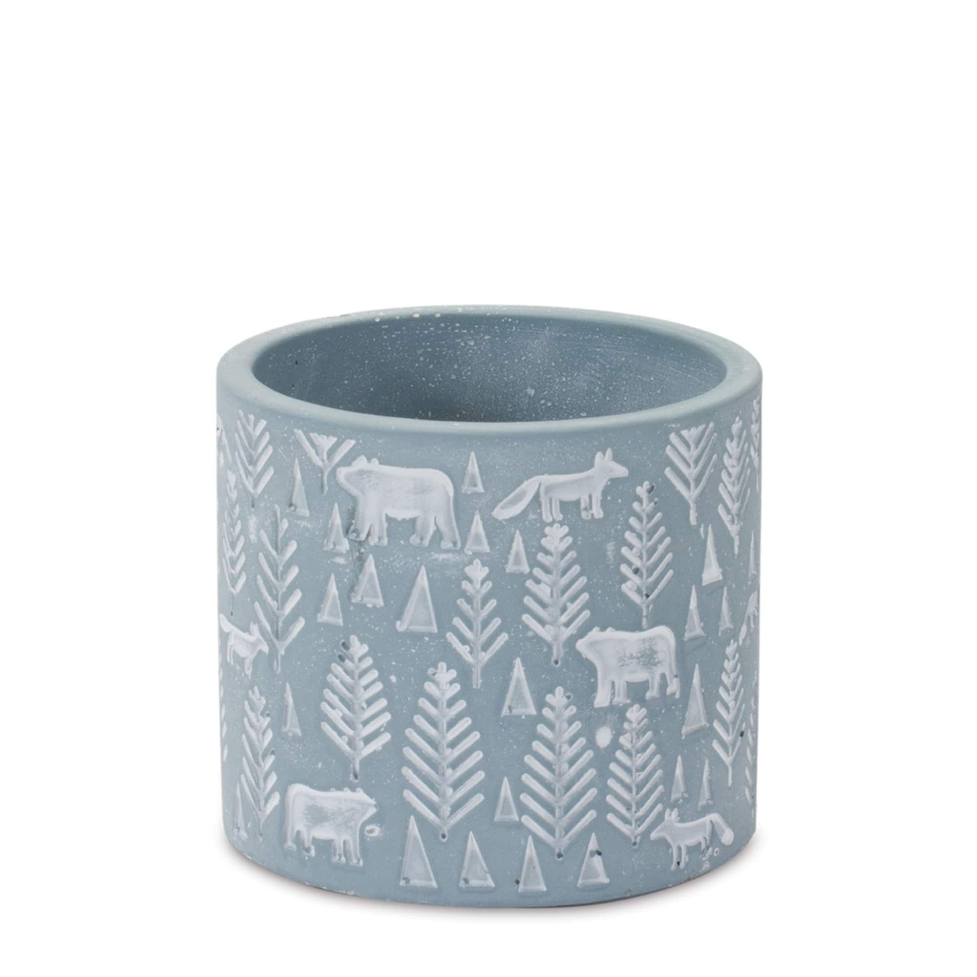 BreeBe Woodland Winter Stone Planter (Set of 2) Blue, White