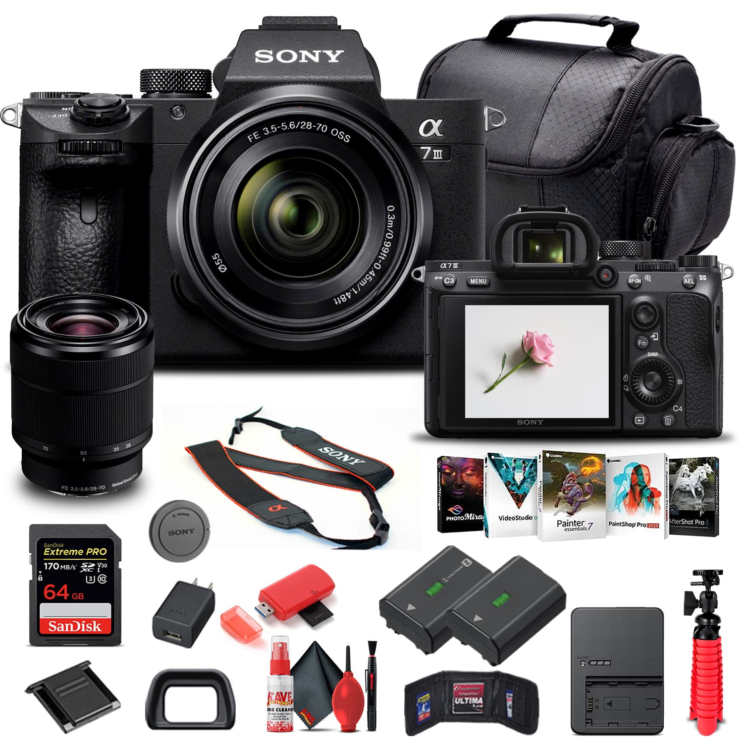 Sony - Alpha a7 III Mirrorless Camera W/ 28-70mm Lens ILCE7M3K/B Basic Bundle (International Version)