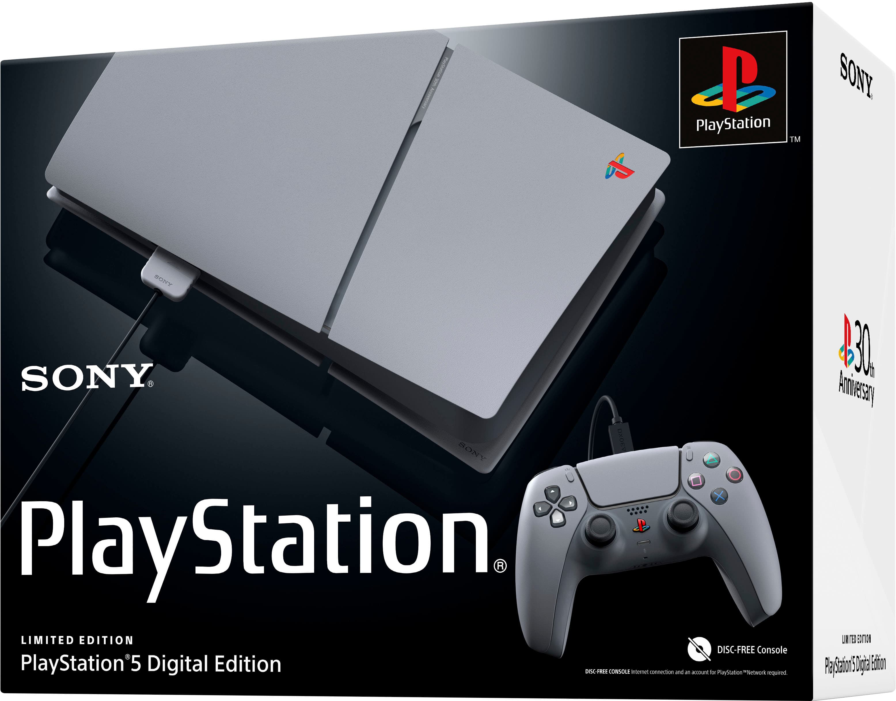 PlayStation TM SONY Limited Edition Disc-Free Console PlayStation 5 Digital Edition. No disc drive required. 30 years of gaming.