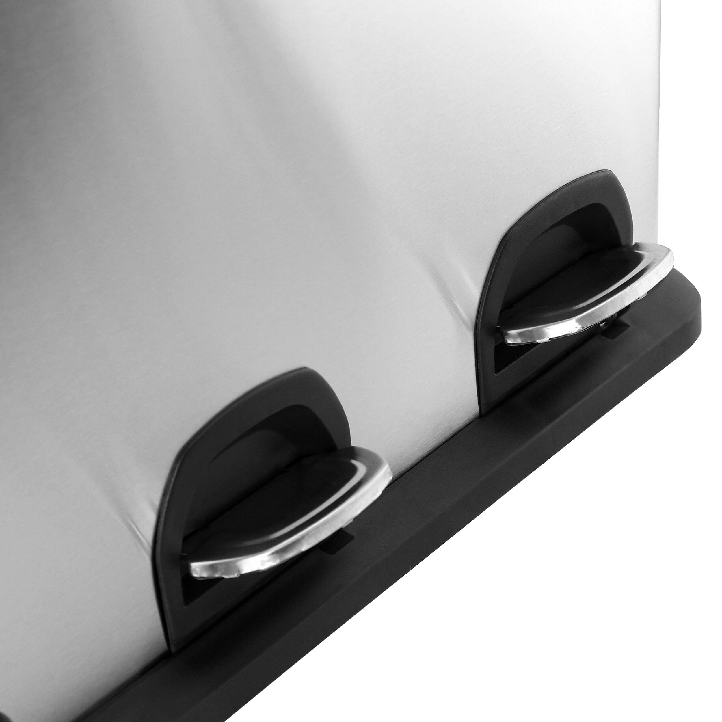 Alt View 2. Elama - Elama 3 Section 15 Liter/4 Gallon Each Section Trash and Recycling Step Bin - Silver.