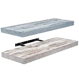 2 Pack (24"x9") Sorbus Floating Wall Shelves for Bedroom, Decor, Kitchen, Living Room - for Trophies, Frames, Bookshelf - Rustic Blue/Grey