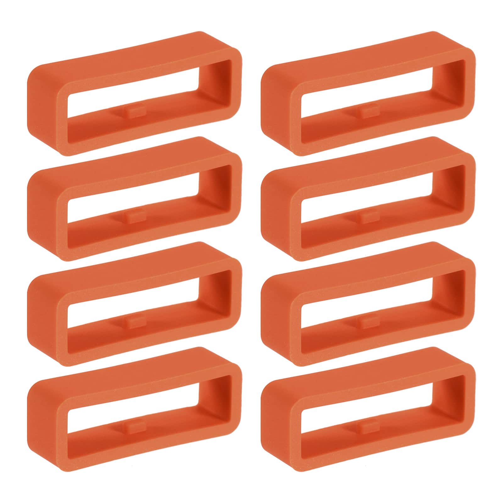 Unique Bargains - Watch Band Holder Loop, 8pcs Universal Silicone Watch Replacement Band Strap Keeper Parts for Smart Sport (24mm) - Red Orange