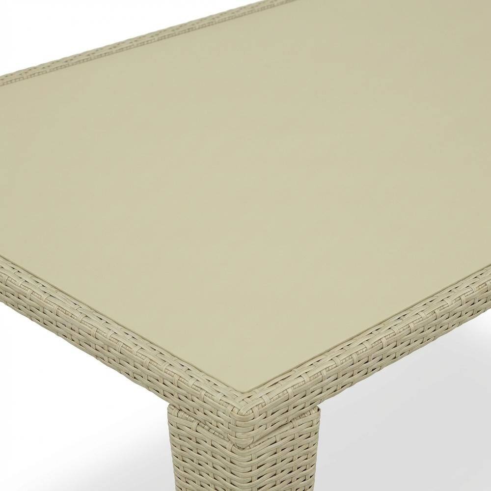 Alt View 1. Outdoor Escape - Neutral Linen Wicker Patio Set with Dining Table and 4 Outdoor Chairs - Brown.