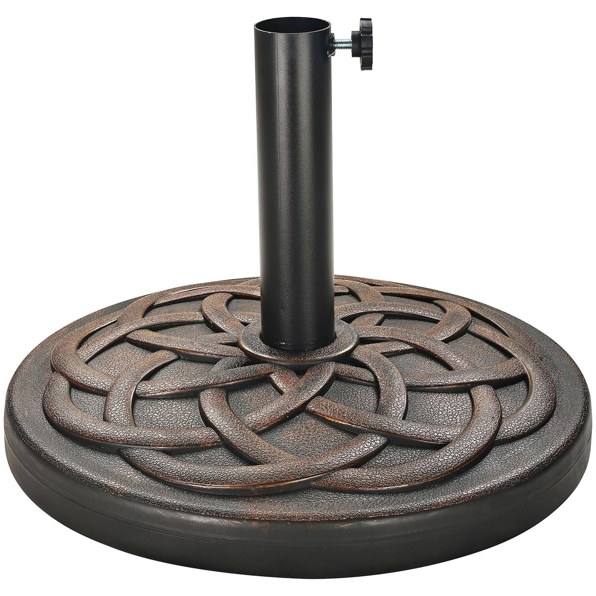Elevon - 35 Pound Round Outdoor Umbrella Base for Garden and Patio - Bronze