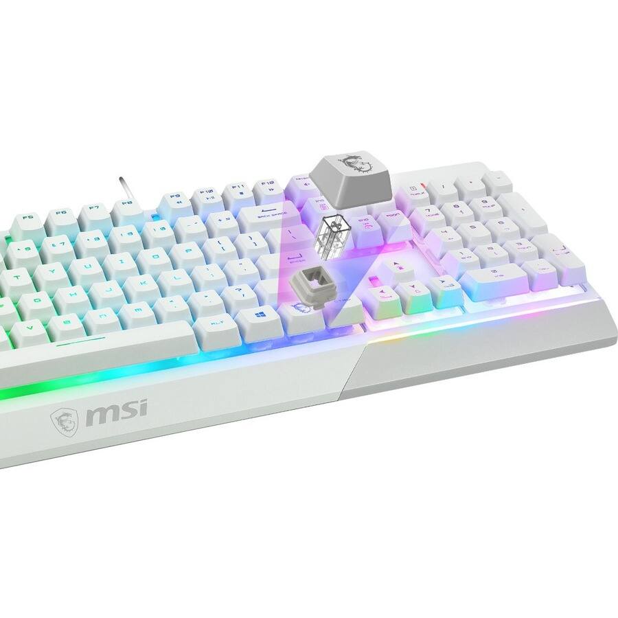 Alt View 8. MSI - MSI Vigor GK30 White Gaming Keyboard - USB Plunger Cable Keyboard - White - USB Cable Mouse - Optical - 5000 dpi - Unknown.