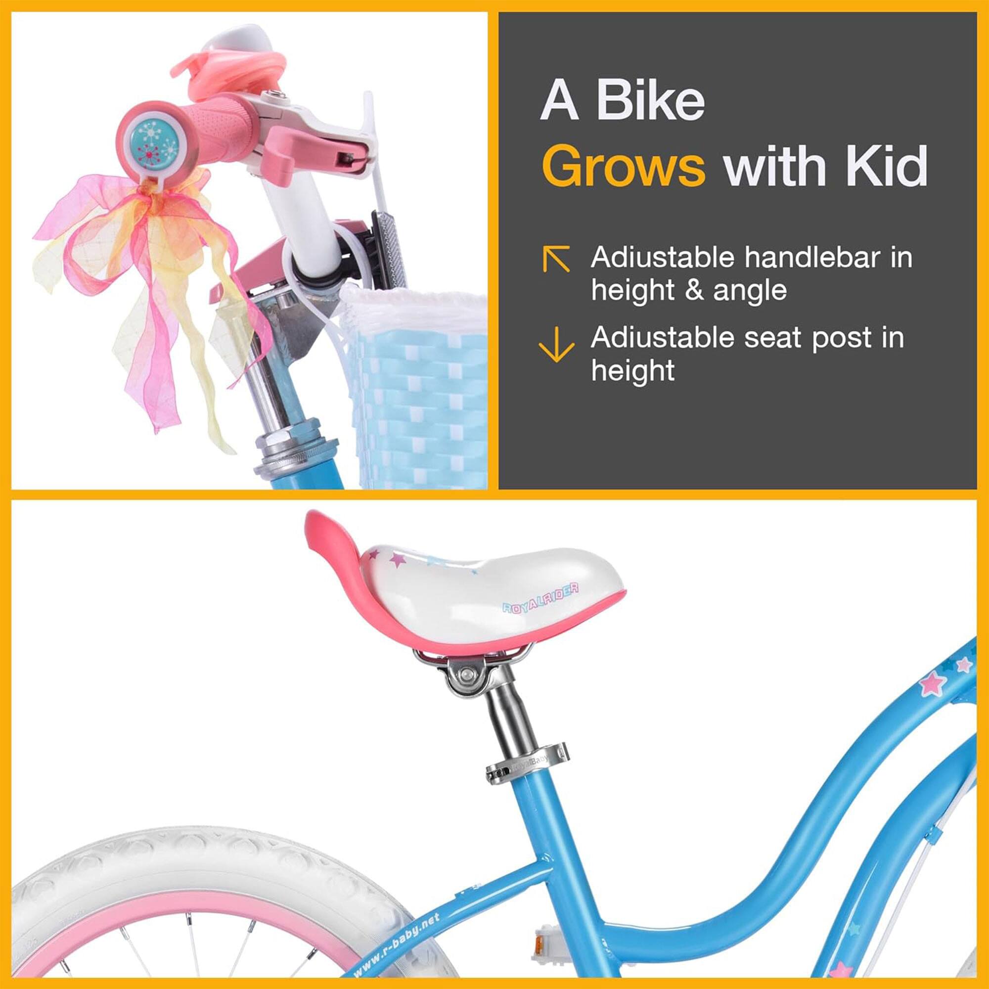 A Bike Grows with Kid  
Adjustable handlebar in height & angle  
Adjustable seat post in height  

RE  
FAA  
www.r-baby.net