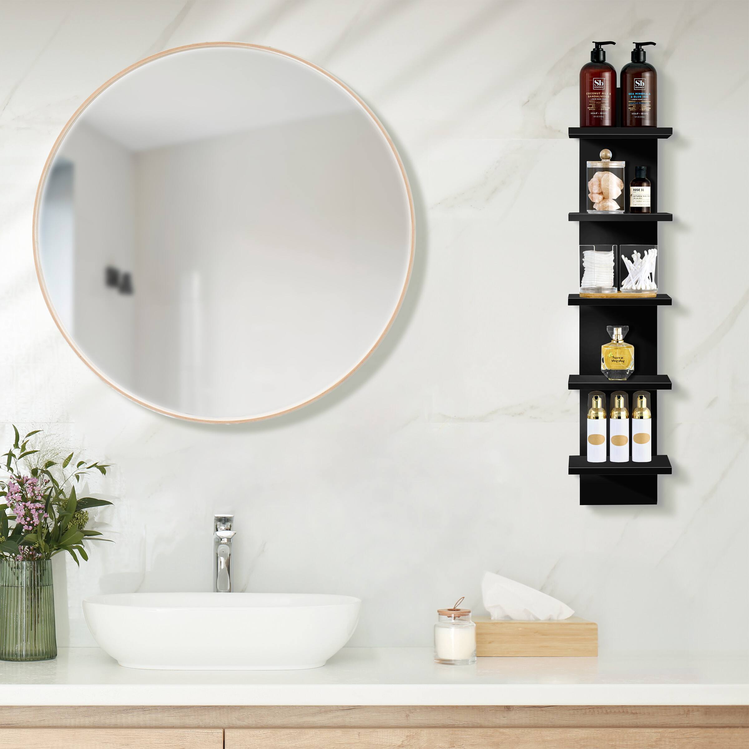 Alt View 1. Sorbus - Sorbus 5 Tier Wall-Mounted Floating Shelves Vertical Column Wall Shelf Unit (Black) - Black.