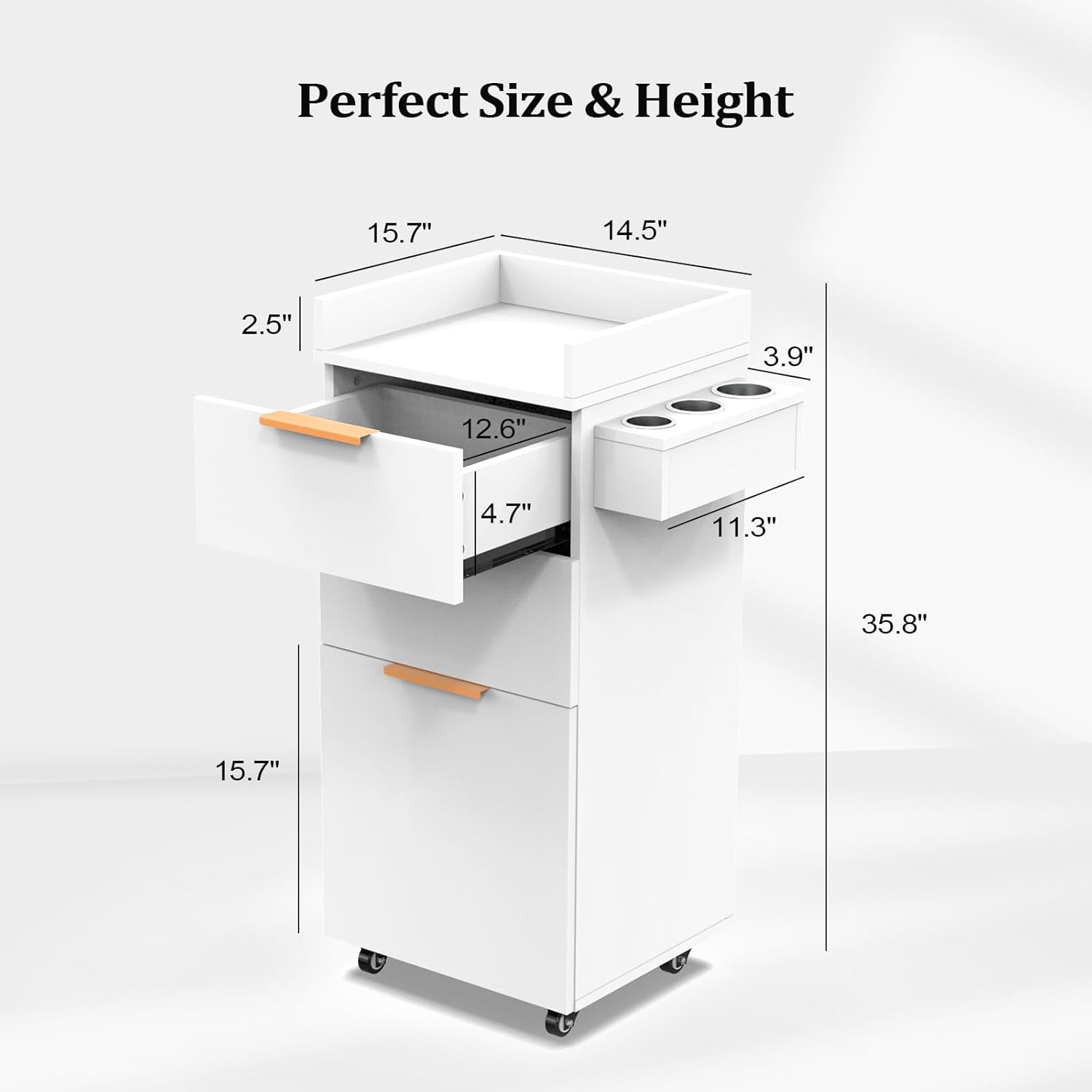 Perfect Size & Height  
15.7" 14.5" 2.5" 3.9" 12.6" 4.7" 11.3" 35.8" 15.7"