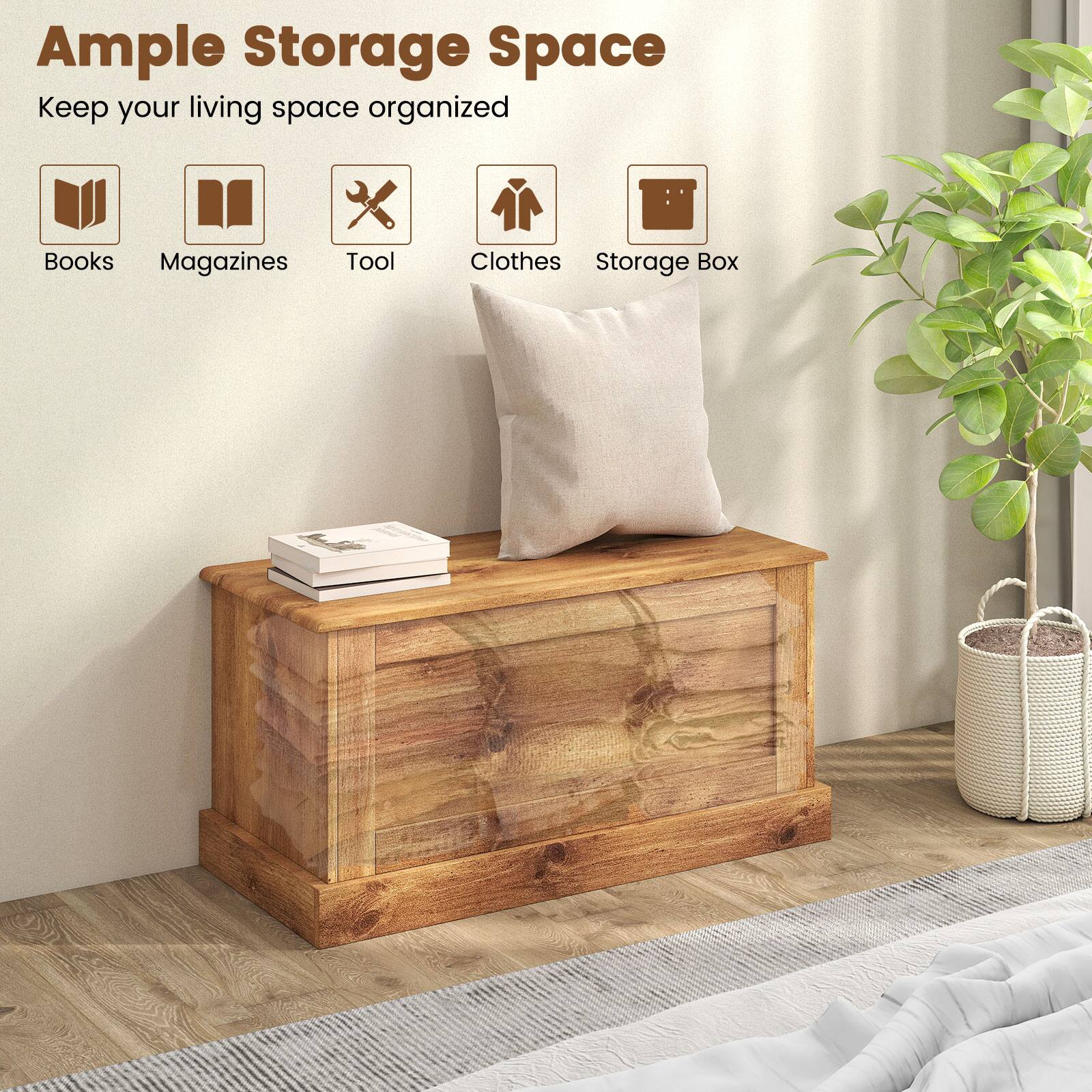 Ample Storage Space  
Keep your living space organized  

Books  
Magazines  
Tool  
Clothes  
Storage Box
