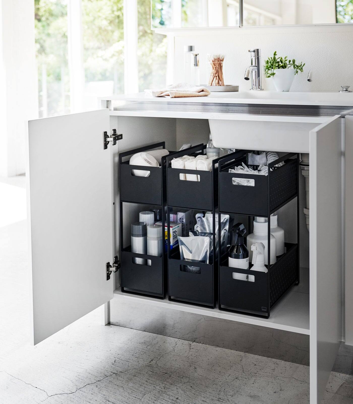 Alt View 8. Yamazaki Home - Two-Tier Cabinet Storage Basket - Black.