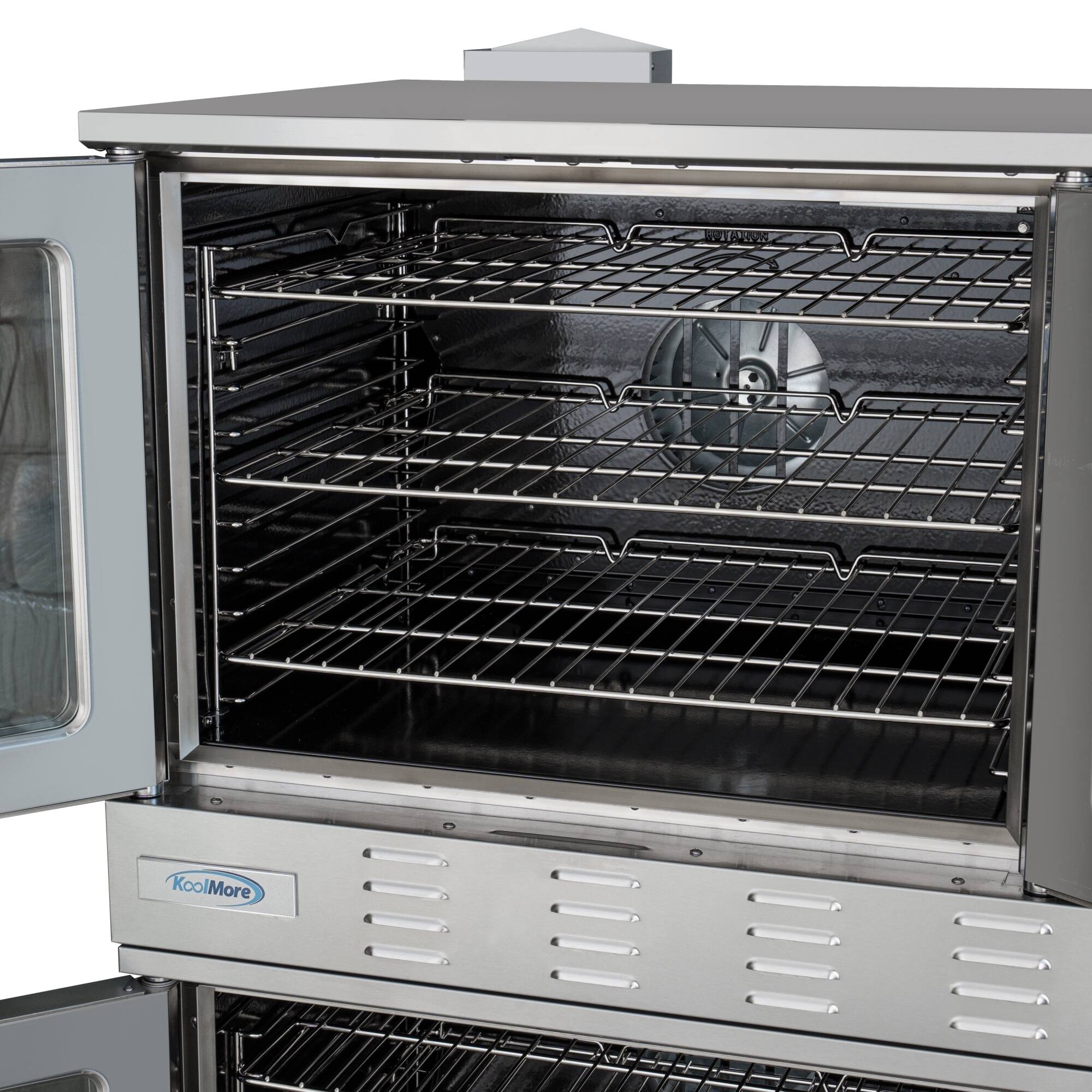 Alt View 7. Koolmore - 38 in. Full Size Double Commercial LP Convection Oven 108,000 BTU Total with Stacking Kit and Casters (KM-DCCO54-LPC) - Silver.