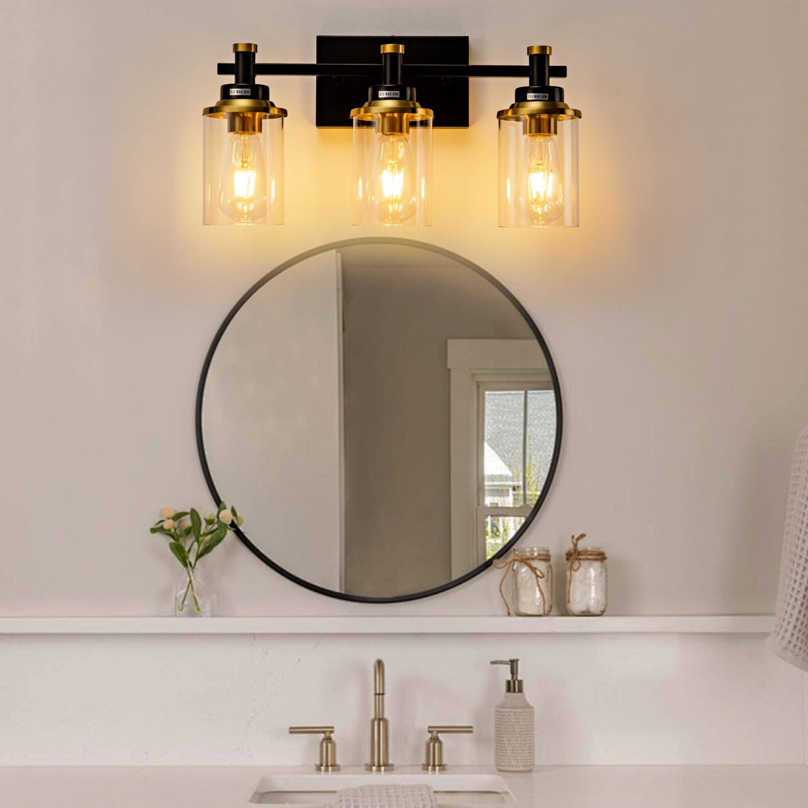Alt View 3. Comfort Essence - Light Bathroom Fixtures And Brushed Vanity Fixture Over Mirror Modern Wall Sconces Lighting Lamp For Bedroo - Gold 3-Light.