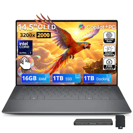 14.5" OLED 3200x2000 Intel Core Ultra 7 Copilot+ PC Fingerprint Reader Backlit Keyboard FHD Camera 16GB RAM 1TB SSD 1TB Docking