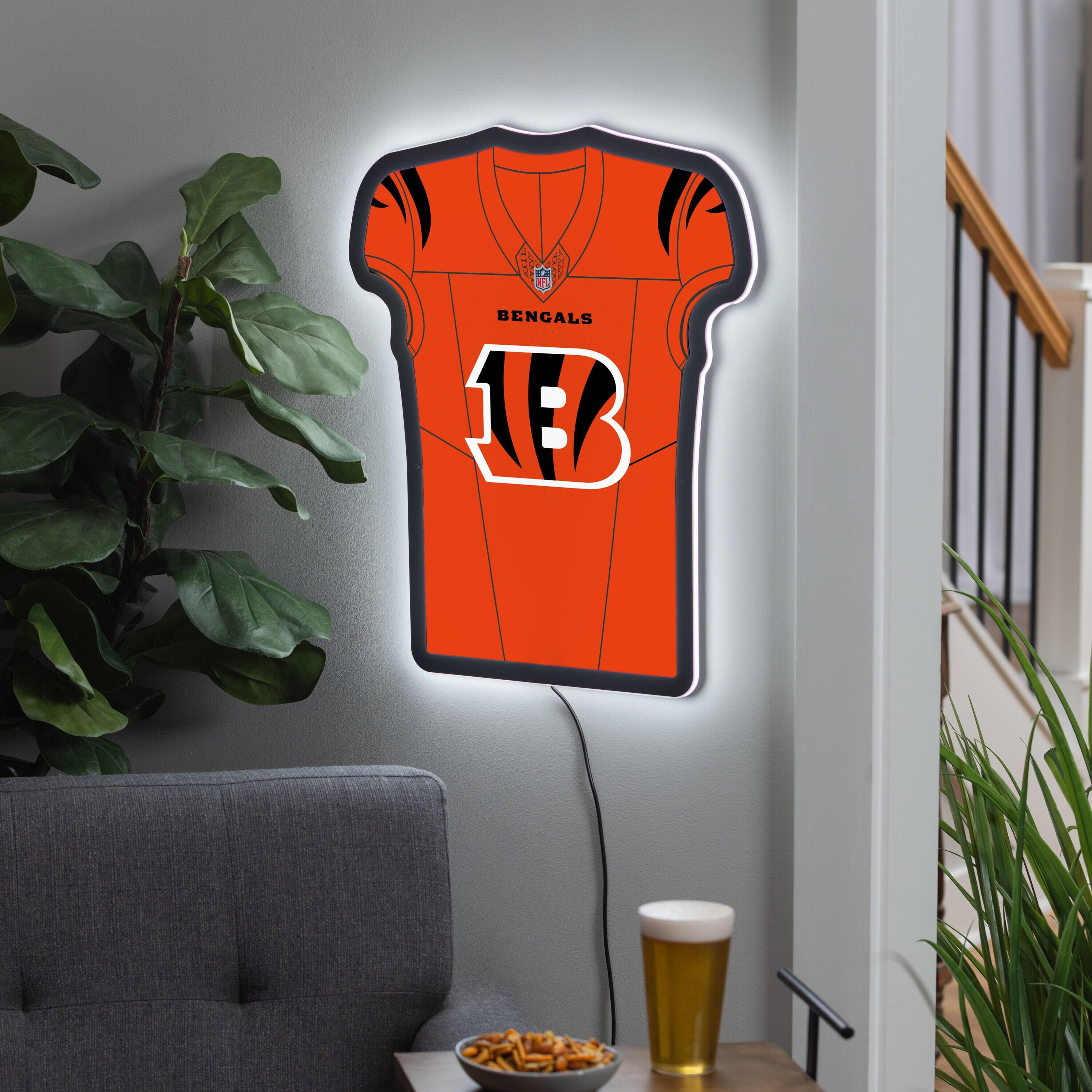 Front. Evergreen Enterprises - Cincinnati Bengals 23" LED Jersey Lighted Wall Sign - Multicolor.