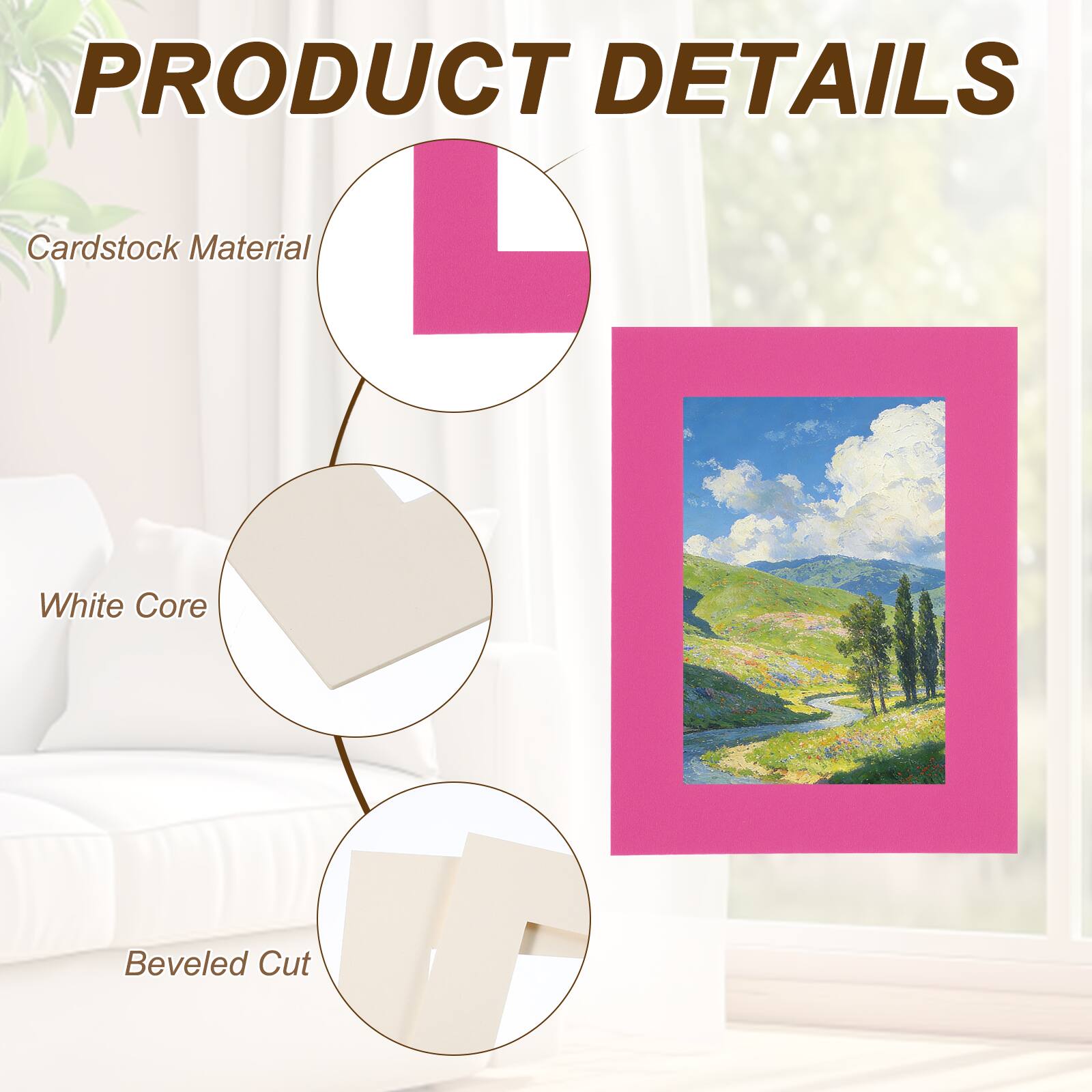 PRODUCT DETAILS  
- Cardstock Material  
- White Core  
- Beveled Cut
