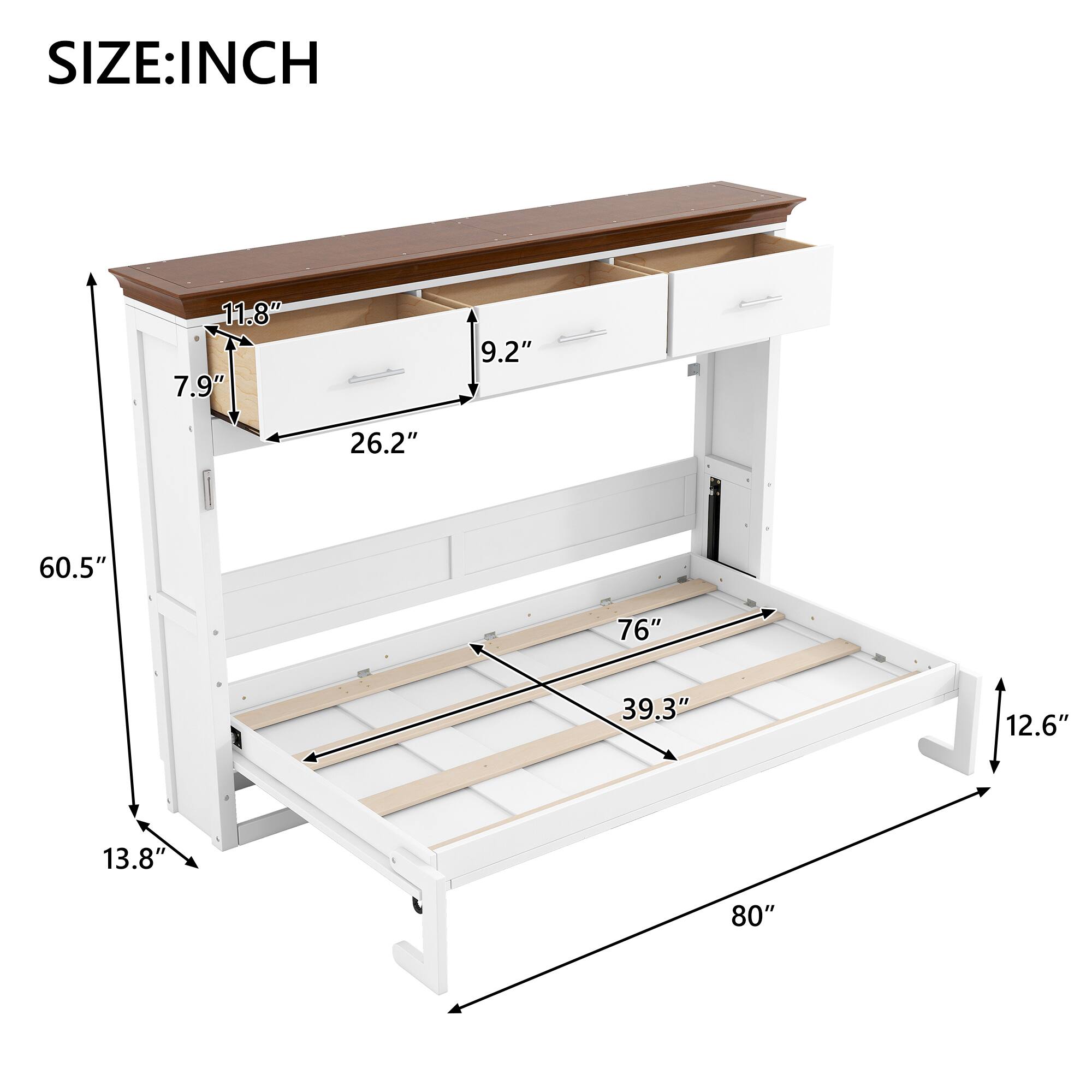 SIZE: INCH  
11.8" 7.9" 9.2" 26.2" 60.5" 76" 39.3" 12.6" 13.8" 80"