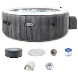 Intex - 28439EP PureSpa Plus Greywood Inflatable Bubble Jet Spa, 77 x 28" - Gray