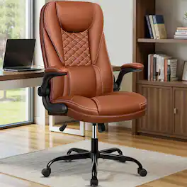 Brick Attic - 330lbs Ergonomic Leather Office Chair with Headrest and Adjustable Armrests , 135° Swivel Desk Chair Height Adjustable - Brown