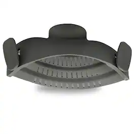 Cheer Collection - Silicone Clip on Pot Strainer, Heat-resistant Snap-on - for Pasta, Noodles Etc - Gray