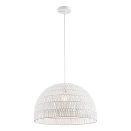 Jonathan Y - Campana 20" 1-Light Bohemian Modern Woven Rope/Iron LED Pendant - White