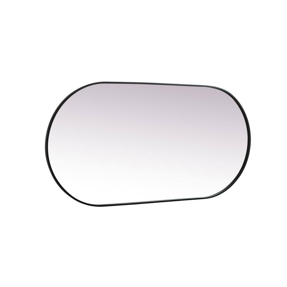 Left. Elegant Decor - Metal Frame Oval Mirror 30x60 Inch in Black - Black.