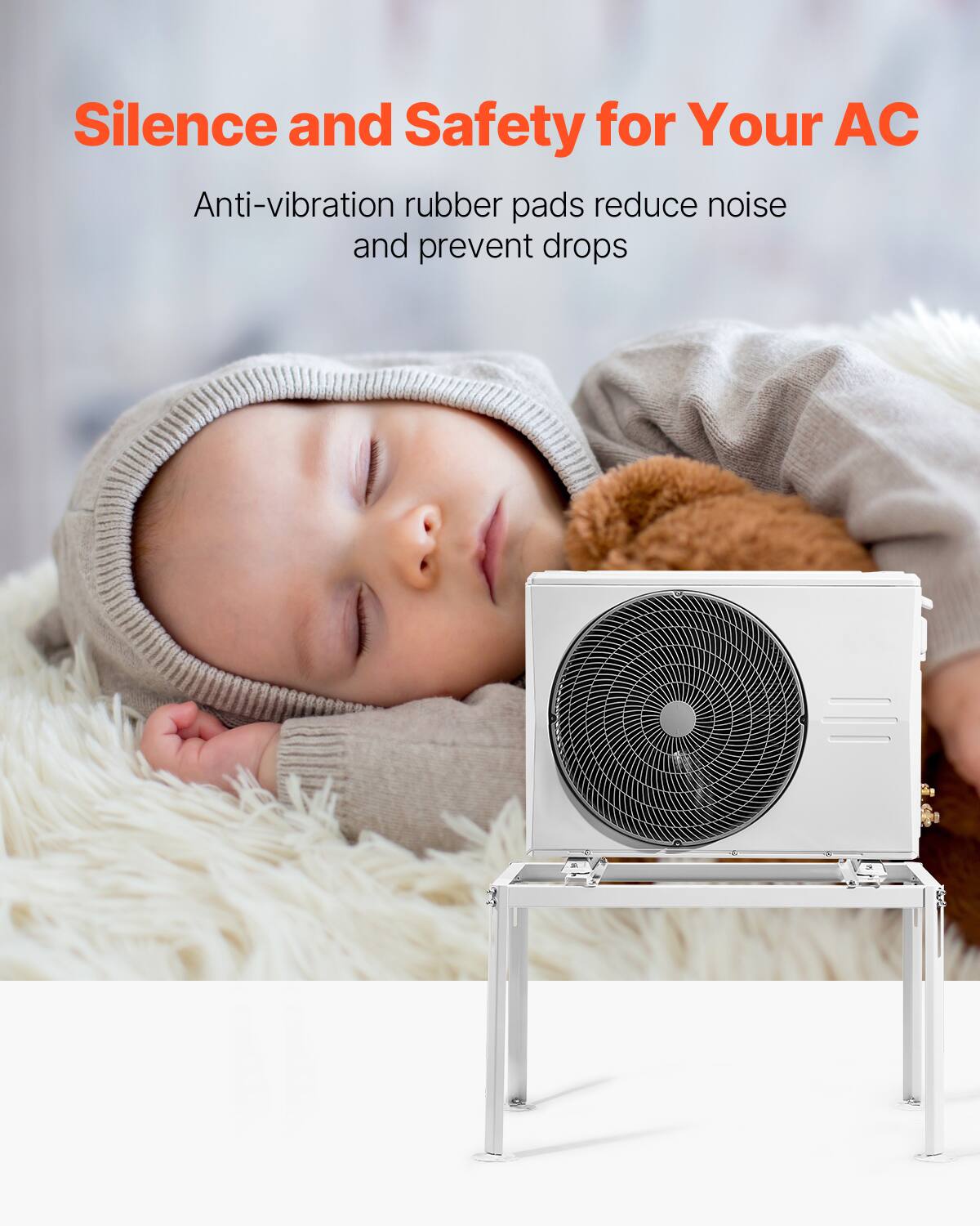 Silence and Safety for Your AC

Anti-vibration rubber pads reduce noise and prevent drops