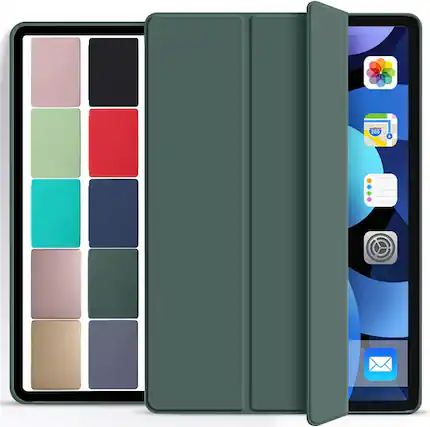 Front. DuraSafe Cases - iPad Air 11" M3/M2 & Air 10.9" 5th/4th Gen Protective Silicone-Back Cover with Auto Sleep/Wake A2316 A2324 A2325 A2072 - Dark Green.