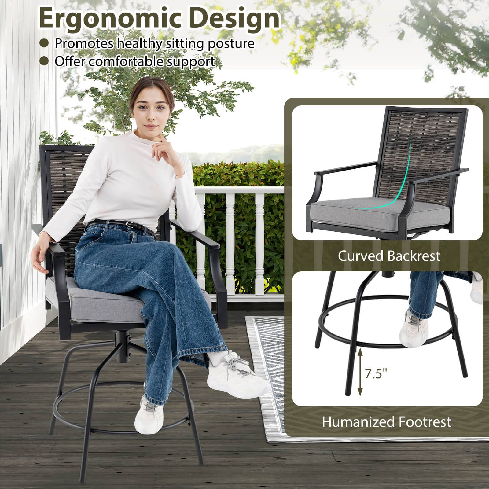Ergonomic Design
Promotes healthy sitting posture
Offer comfortable support
Curved Backrest
7.5"
Humanized Footrest