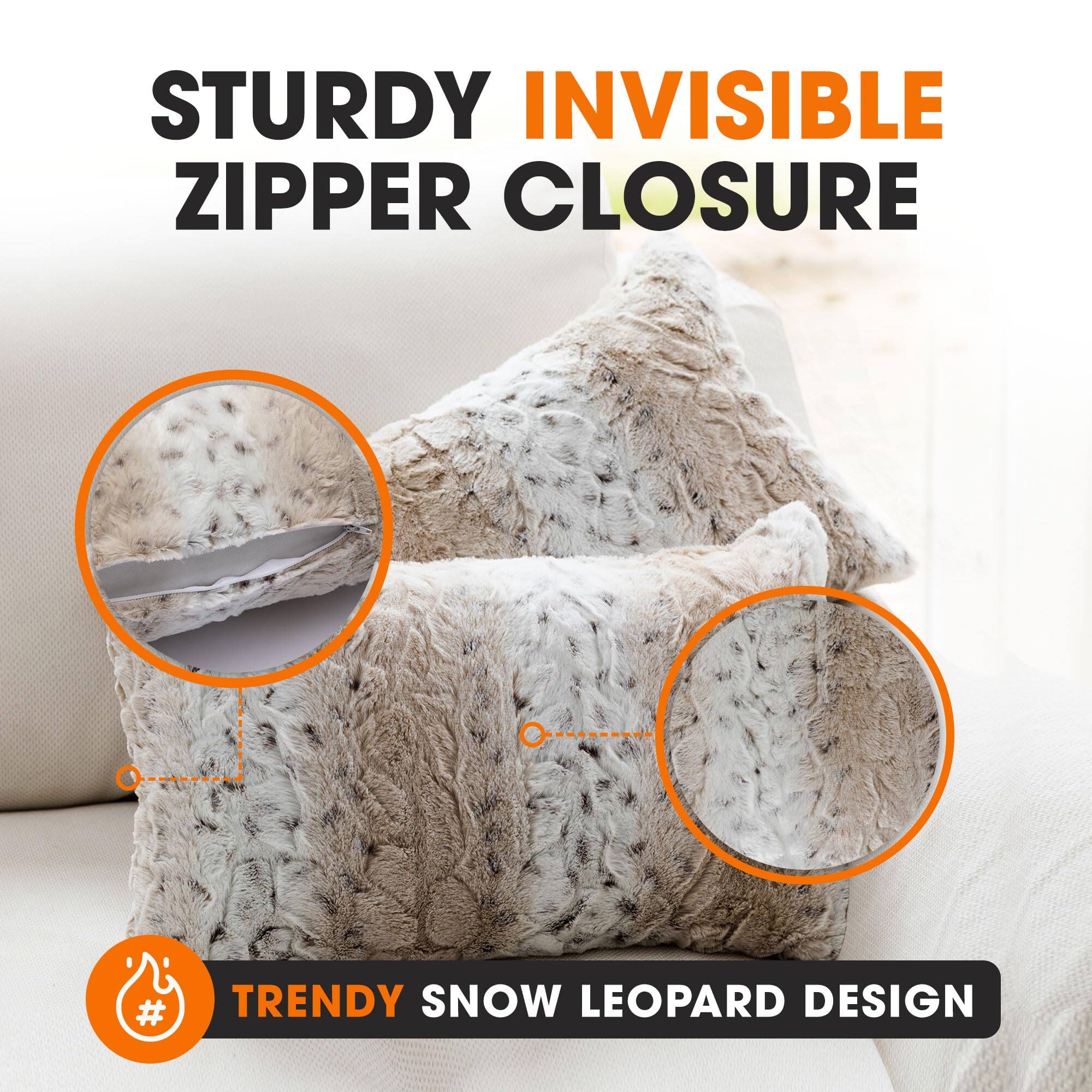 STURDY INVISIBLE ZIPPER CLOSURE  
TRENDY SNOW LEOPARD DESIGN