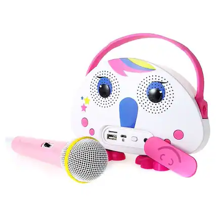 Front. COWIN - Mini Karaoke Machine with 1 Mic Toddler Karaoke Toy Singing Speaker Toys Good Gifts for 3-14 Years Old Girls Boys - Pink.
