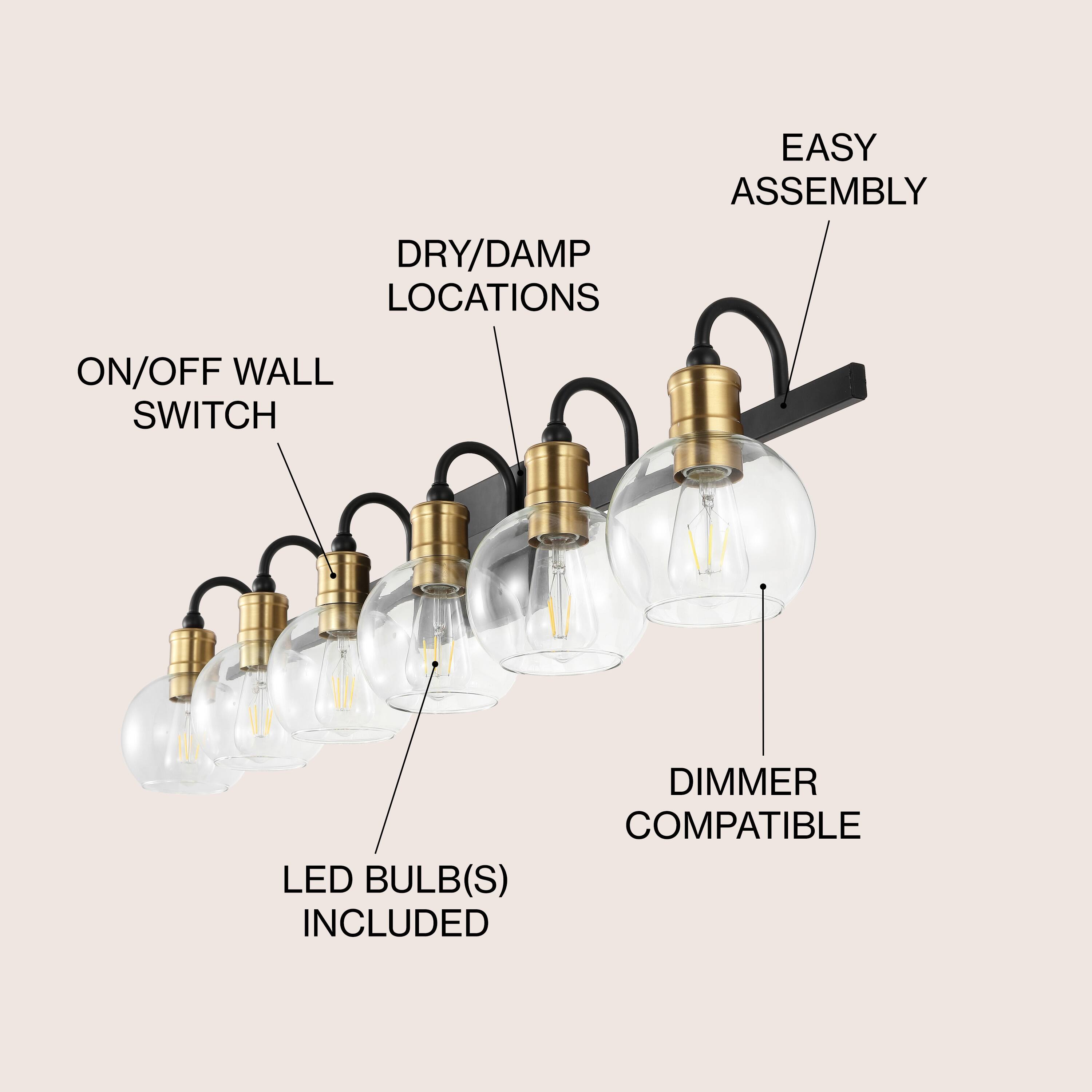 EASY ASSEMBLY  
DRY/DAMP LOCATIONS  
ON/OFF WALL SWITCH  
LED BULB(S) INCLUDED  
DIMMER COMPATIBLE