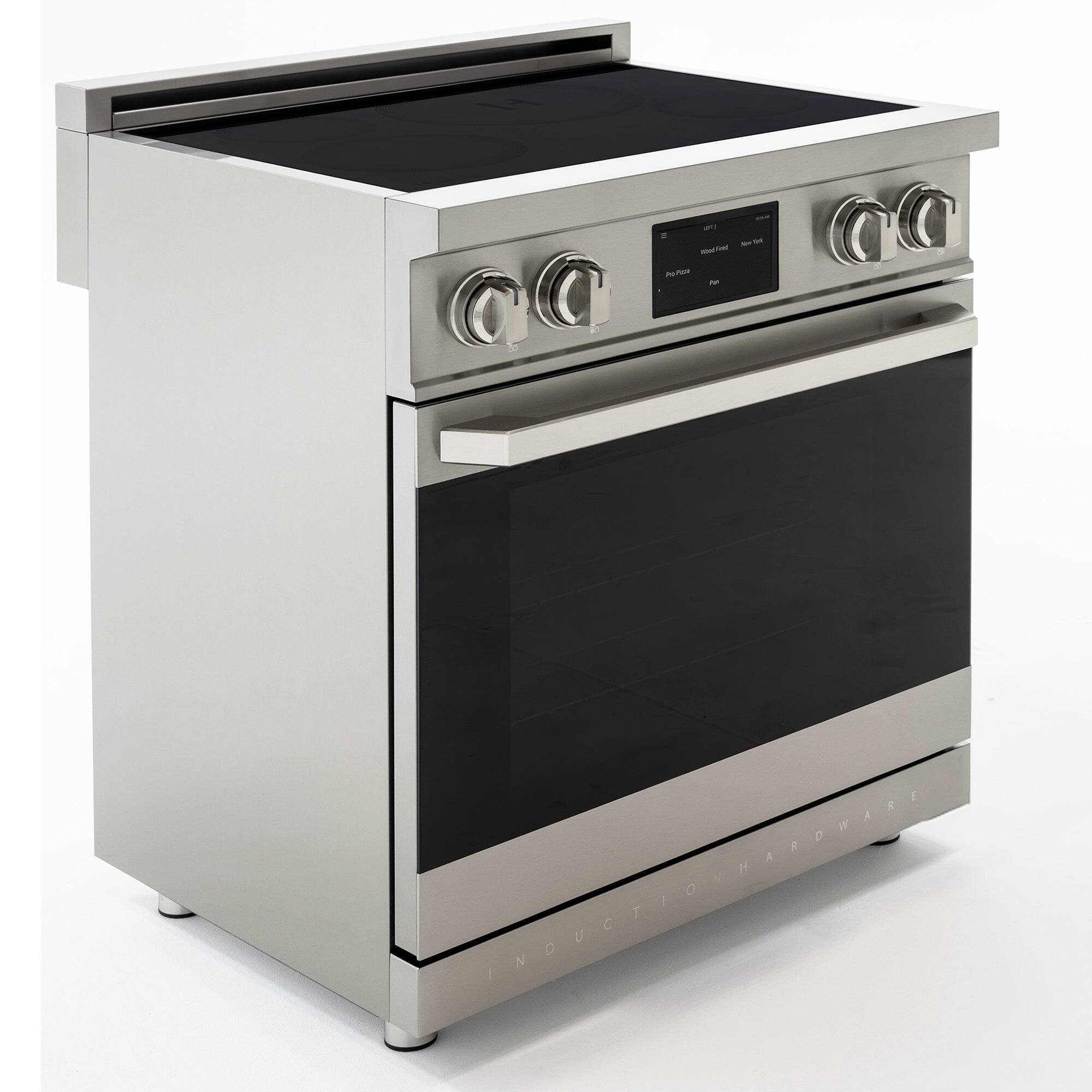 Back. Induction Hardware - Professional 30 Inch Induction Range with Convection Oven & Air Fry, 4 Burner, Pizza Stone - Stainless Steel.
