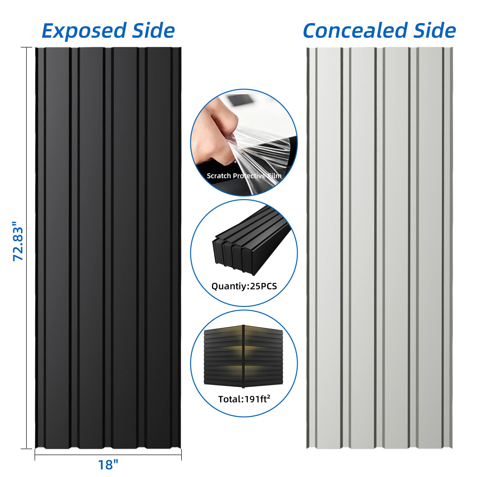 Exposed Side Concealed Side Scratch Protective Film  
72.83"  
Quantity: 25PCS  
Total: 191ft²  
18"