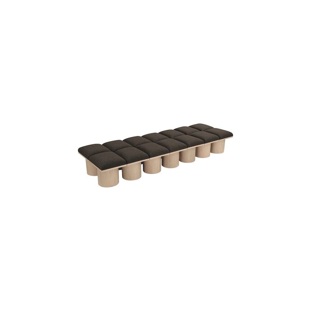 Alt View 3. Meridian Furniture - Pavilion Brown Boucle Fabric Bench - Brown.