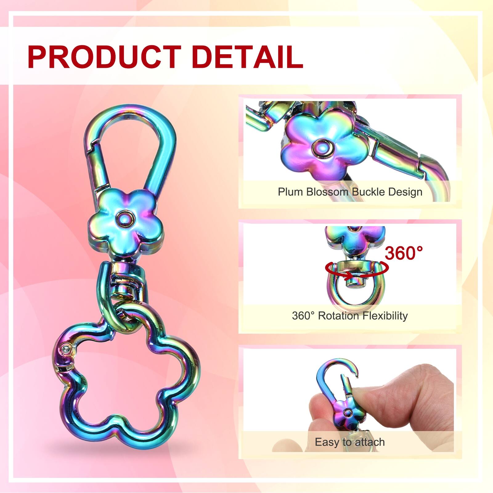 PRODUCT DETAIL

- Plum Blossom Buckle Design
- 360° Rotation Flexibility
- Easy to attach