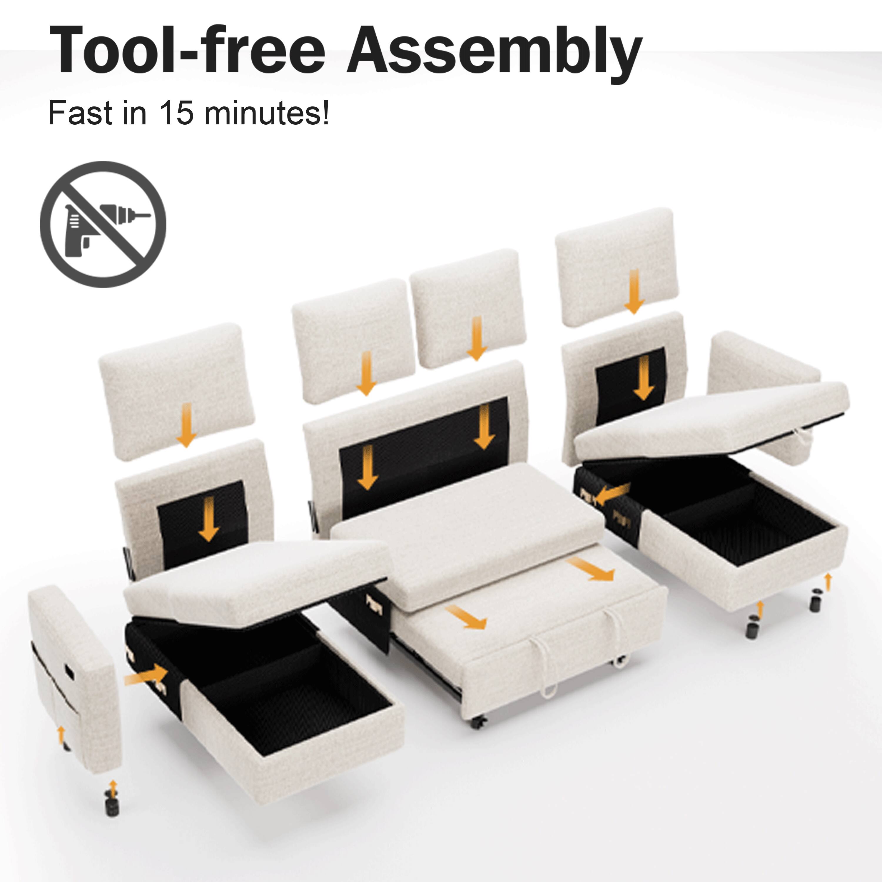 Tool-free Assembly  
Fast in 15 minutes!