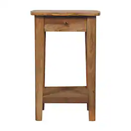 Artisan Furniture - Solid Wood Rope End Table, 1 Drawer - Brown