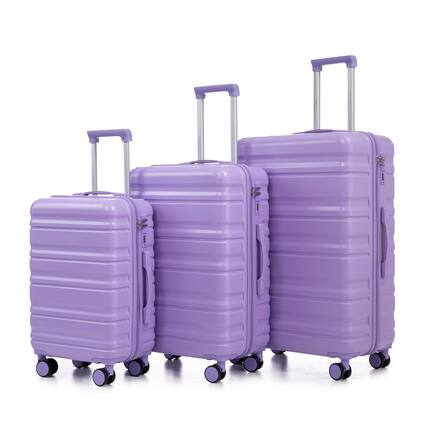 Front. Ecooso - 20"/24"/28" 3 pcs/set in ABS Spinner Wheel Luggage, Carry on Suitcase, Matching Color, Combination Lock - Blue+Purple.
