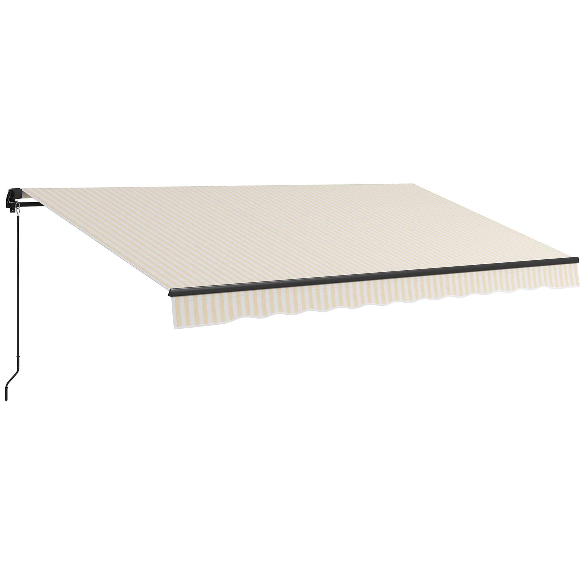 Outsunny - 12' x 10' Retractable Awning, Patio Awning Sunshade Shelter with Manual Crank Handle, 280gsm UV Resistant Fabric - Beige and White