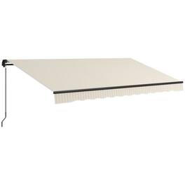Outsunny - 12' x 10' Retractable Awning, Patio Awning Sunshade Shelter with Manual Crank Handle, 280gsm UV Resistant Fabric - Beige and White