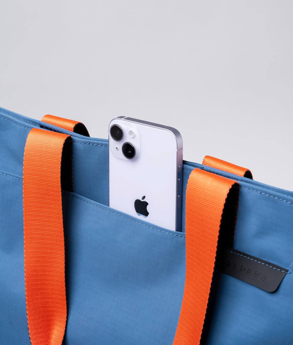 Alt View 1. ALPAKA - Elements Tote Bag 14.5L Weatherproof Foldable Travel Tote with Magnetic Closure - Blue Axoflux 210D.