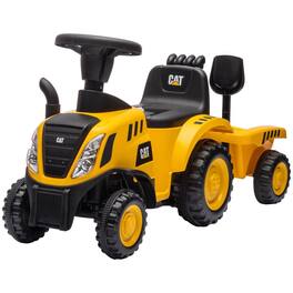 BreeBe - Qaba 2-in-1 Kids Ride On Tractor & Caterpillar Excavator with Shovel & Detachable Trailer, Push Car for 18-36 Months - Yellow