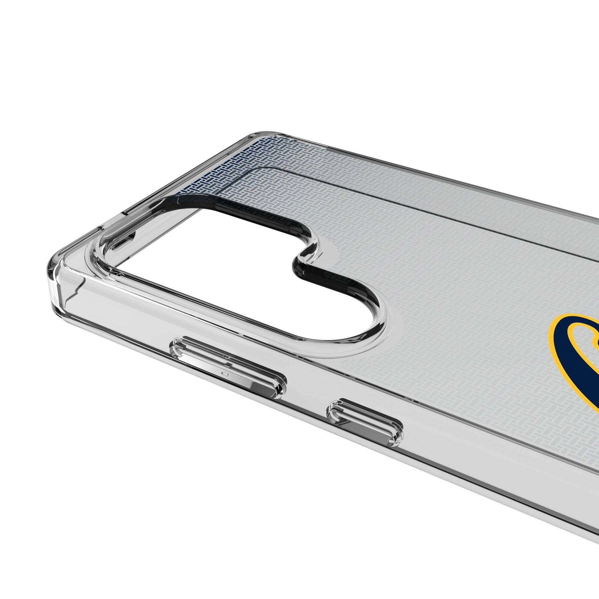 Alt View 2. Keyscaper - Cal Bears Linen Logo Galaxy Clear Case - S23 - Multicolor.