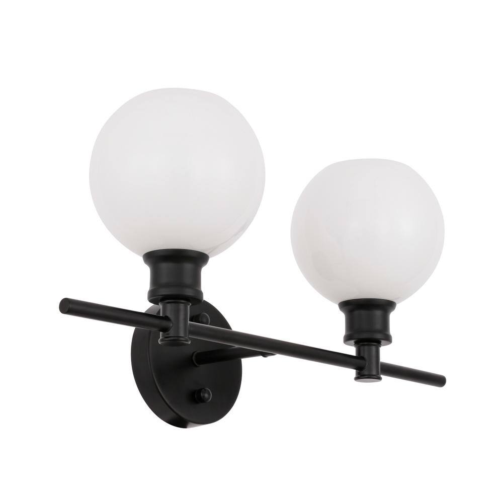 Alt View 3. Living District - Collier 2 light Black and Frosted white glass Wall sconce - Black And Frosted White Glass.