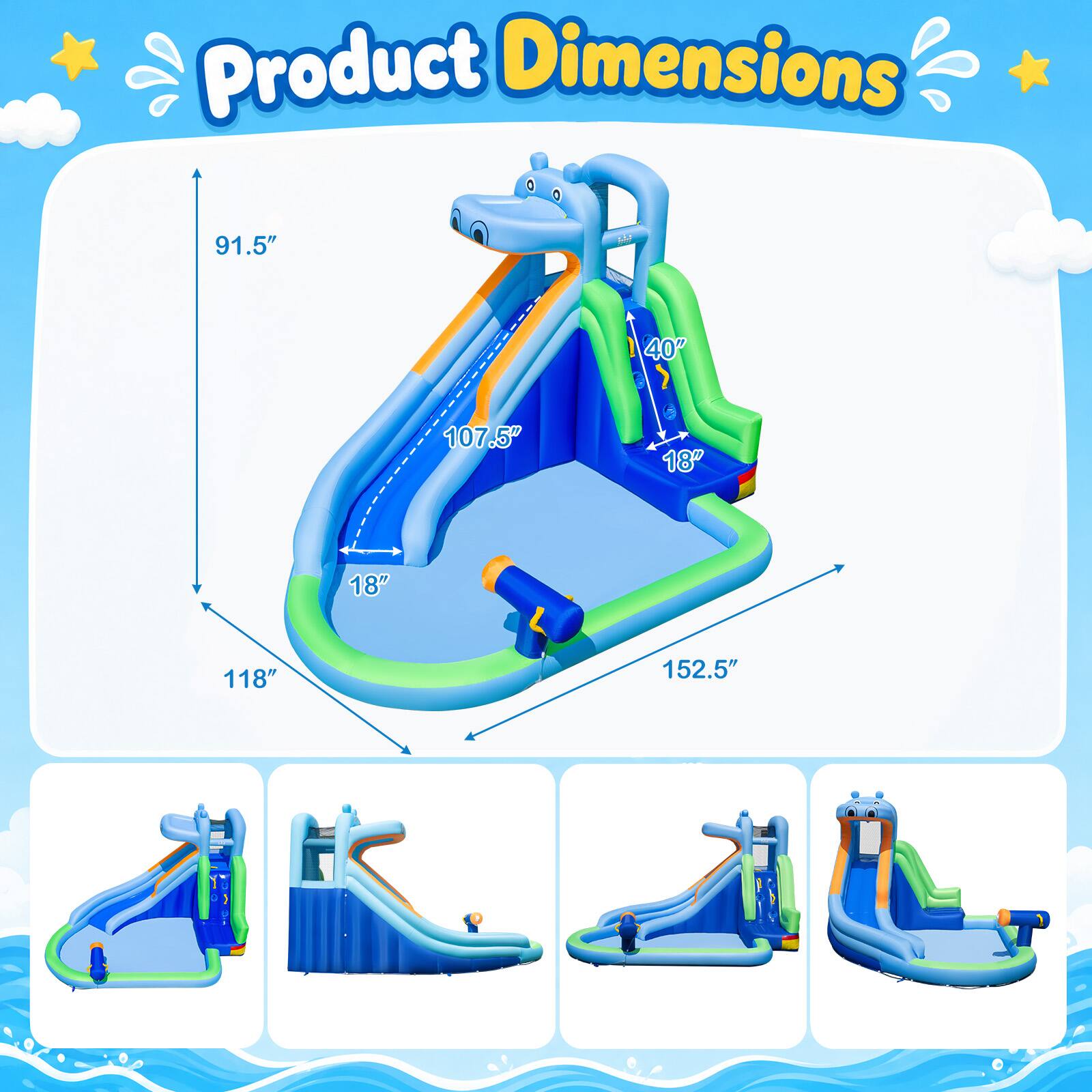 Product Dimensions
91.5"
40"
107.5"
18"
18"
118"
152.5"