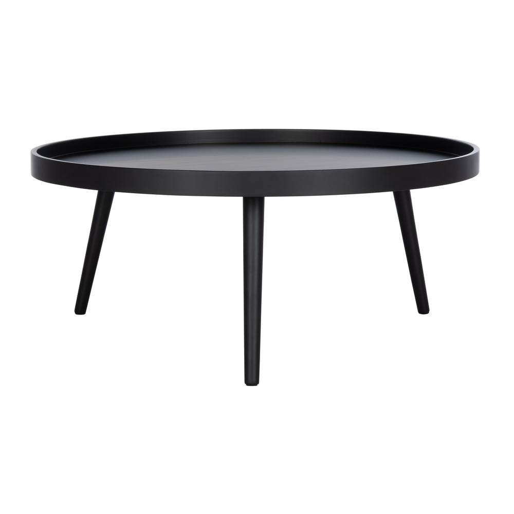 Front. Safavieh - Fritz Round Tray Top Coffee Table, Black - Black.